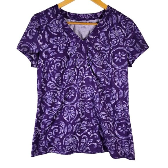 St. John's Bay Lavender Paisley V-Neck Tee - Picture 1 of 6